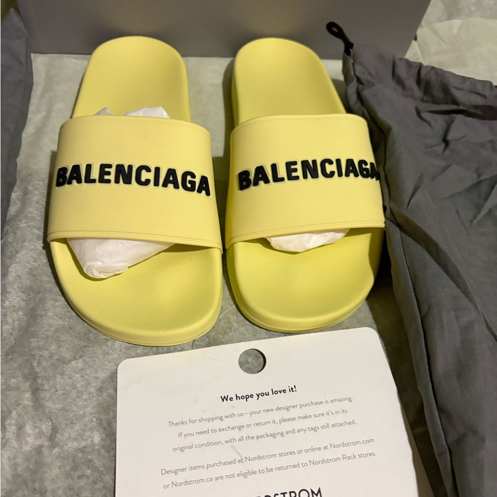 Balenciaga Lemon Yellow Pool Slides